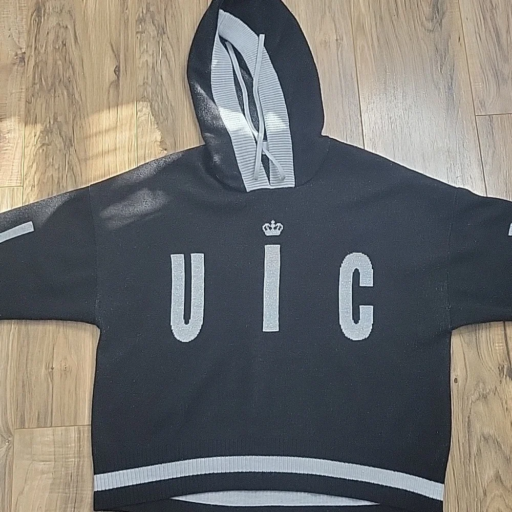 Juicy By Juicy Couture Black and Gray Knit Sweater with Hoodie